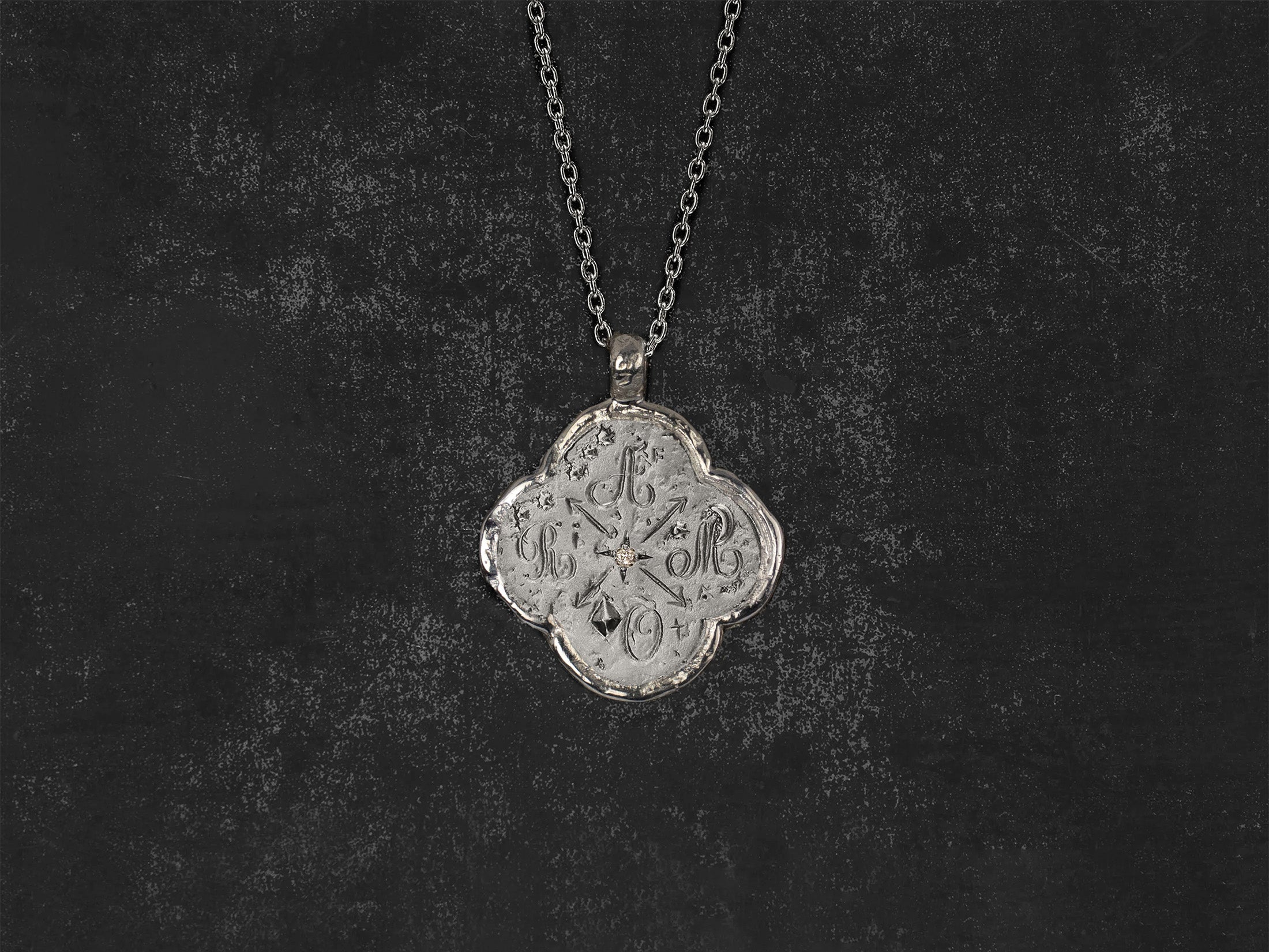 Collier Amor Fati PM argent diamant miel