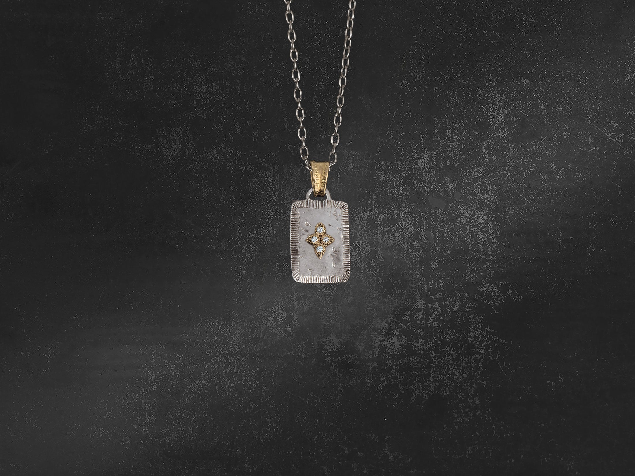 Pendentif Solis Lux rectangle PM étoile diamants