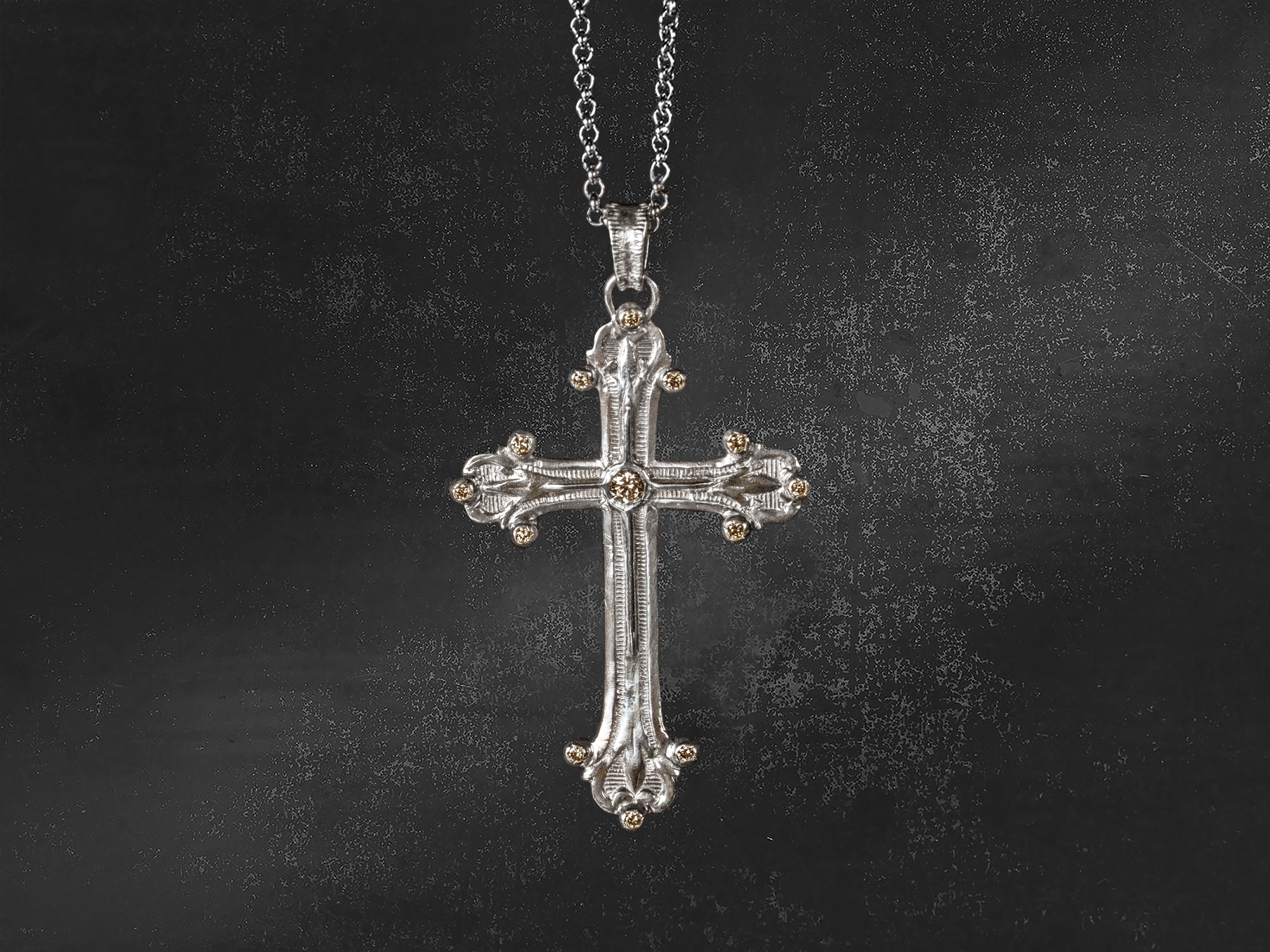 Collier Syracuse diamants miel argent – bijou artisanal signé Emmanuelle Zysman