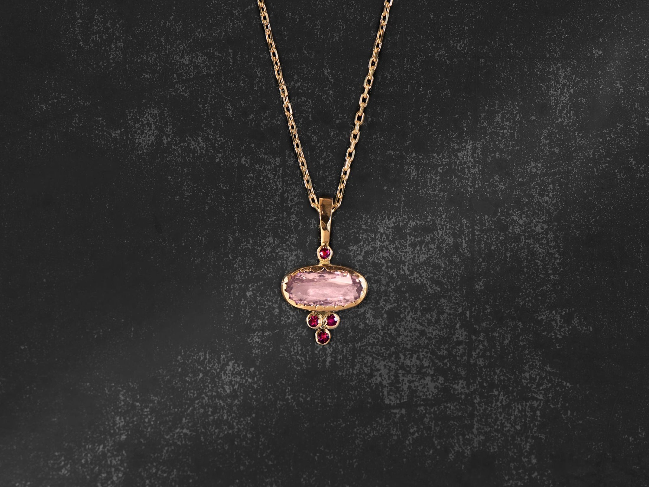 Baby Samarcande necklace ruby ​​yellow gold pink tourmaline