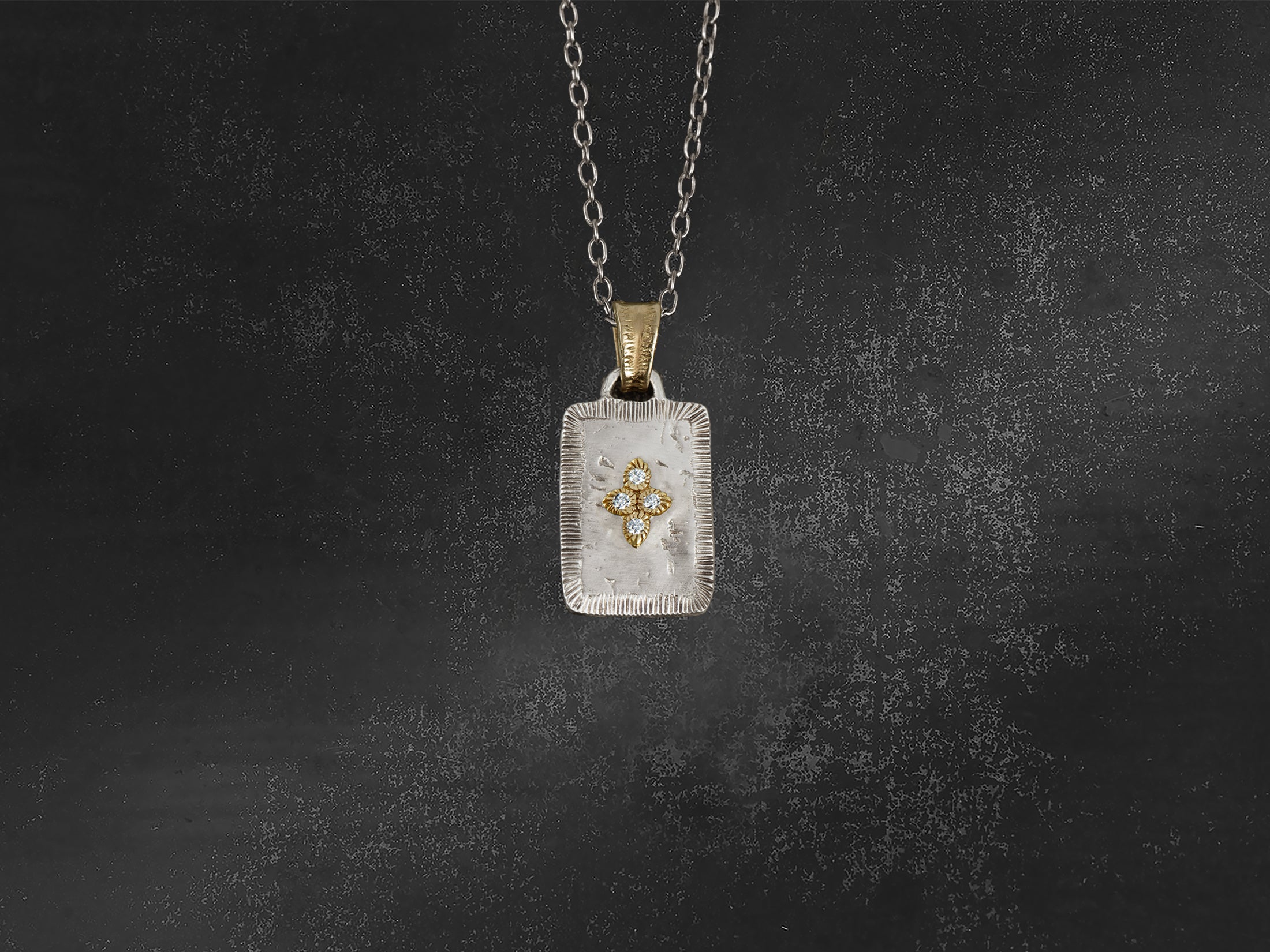 Pendentif Solis lux rectangle MM étoile diamants
