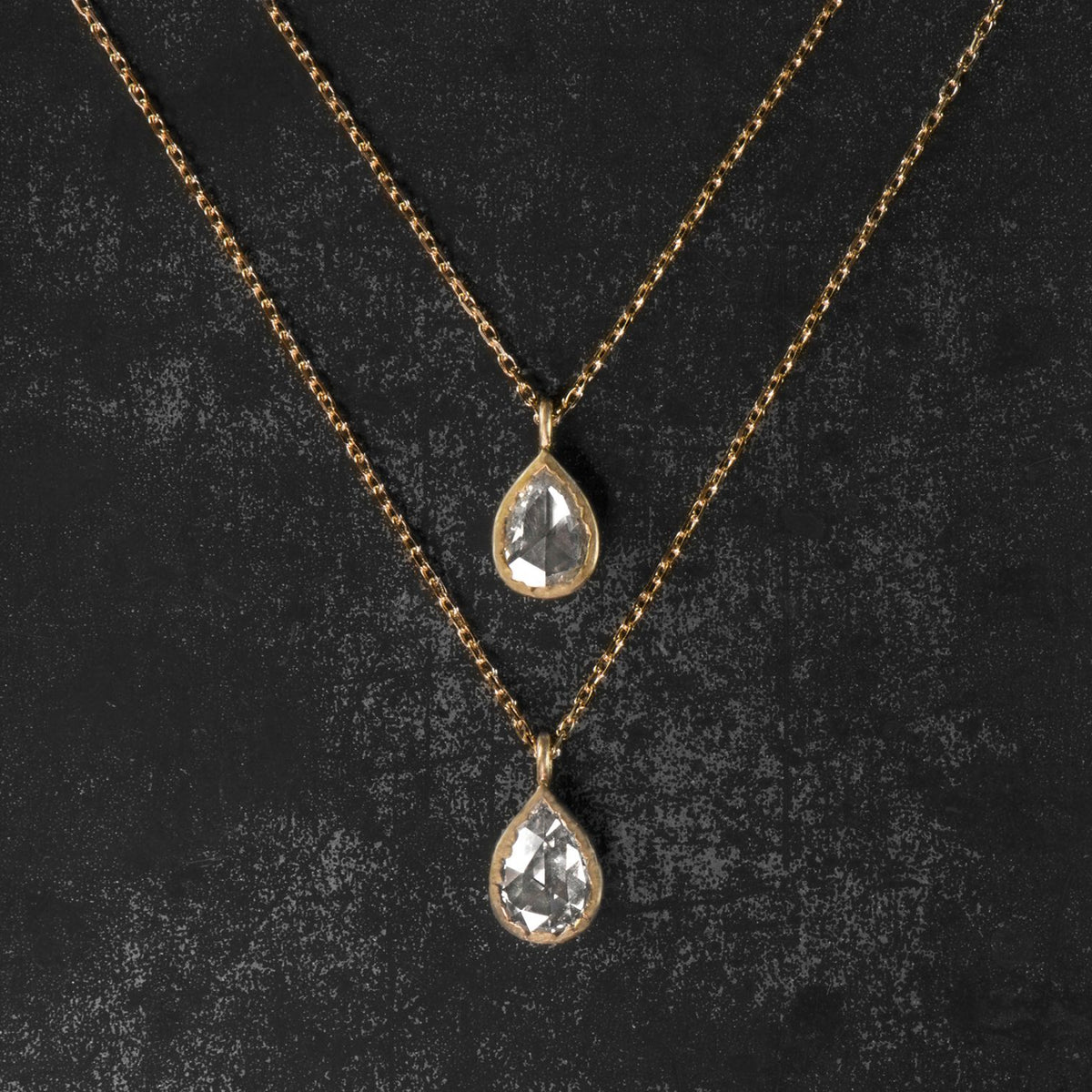 Collier Twinkle diamant poire rosecut or jaune