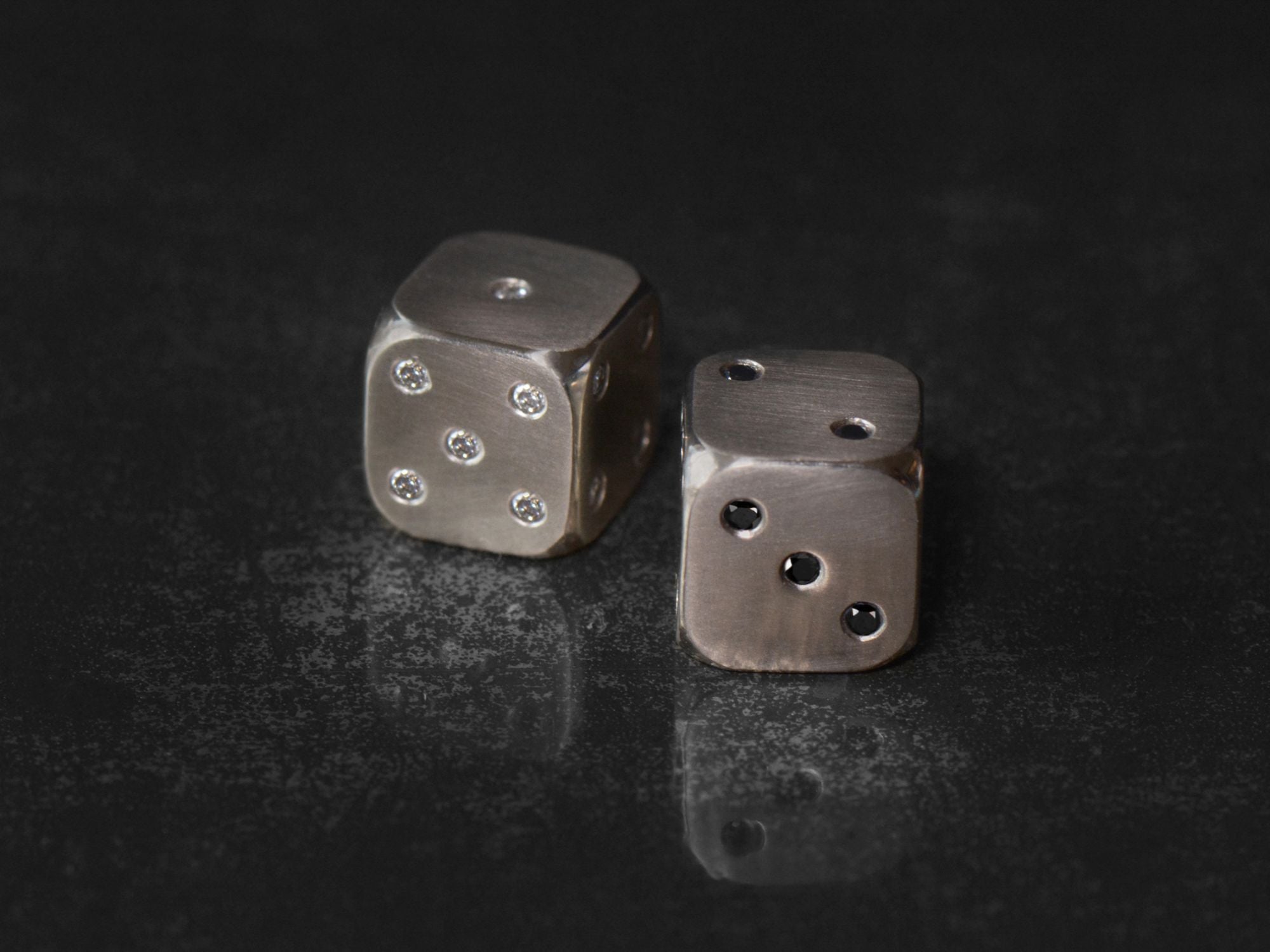 White gold champagne diamond dice